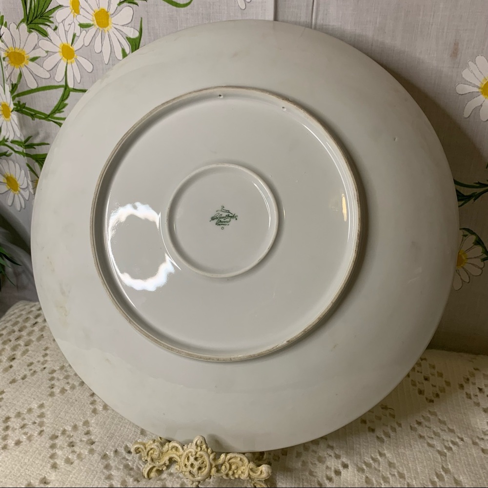 Antique hand painted Bavaria Germany yellow rose gold trim wall art plate - Picture 4 of 6